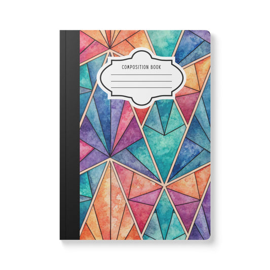 ColorFlow | Watercolor Geometric Composition Notebook | Colorful Abstract Triangle Pattern Journal for School and Work