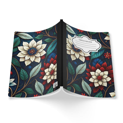 Midnight Elegance Floral Composition Notebook | Chic Botanical Art Journal