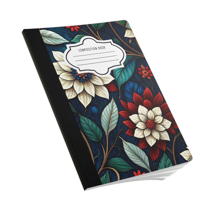 Midnight Elegance Floral Composition Notebook | Chic Botanical Art Journal