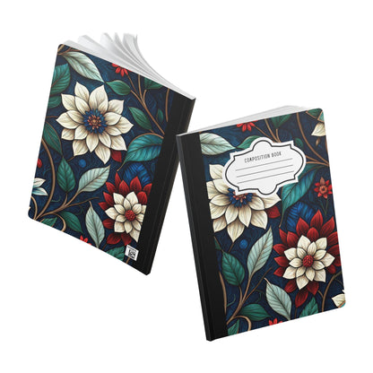 Midnight Elegance Floral Composition Notebook | Chic Botanical Art Journal