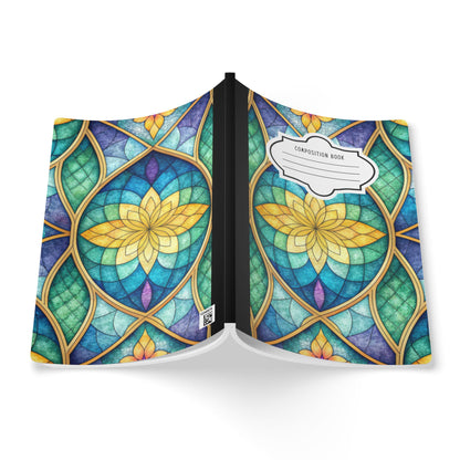 Stained Glass Lotus Composition Notebook | Colorful Floral Journal for School Work