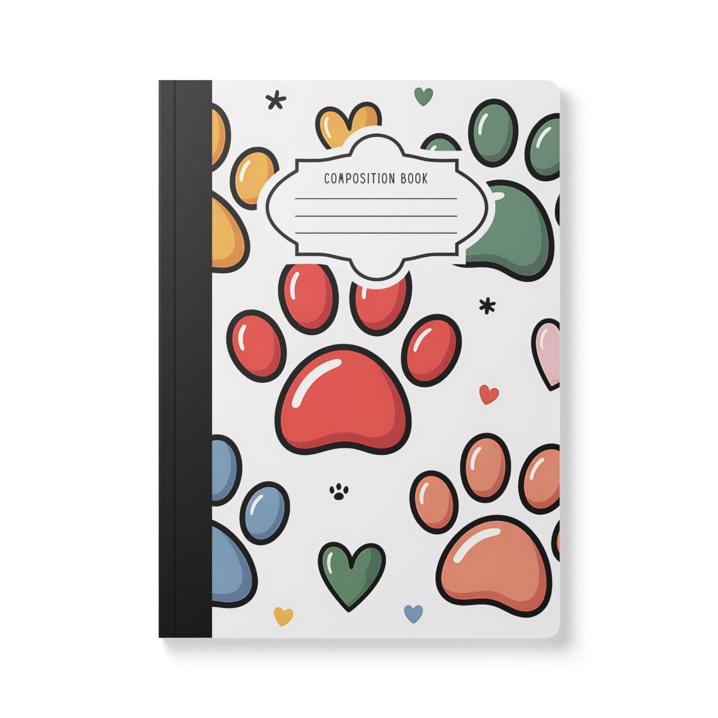 ColorFlow | Cute Paw Print Hearts Composition Notebook College Ruled Journal for Students Writing School Notes Journaling
