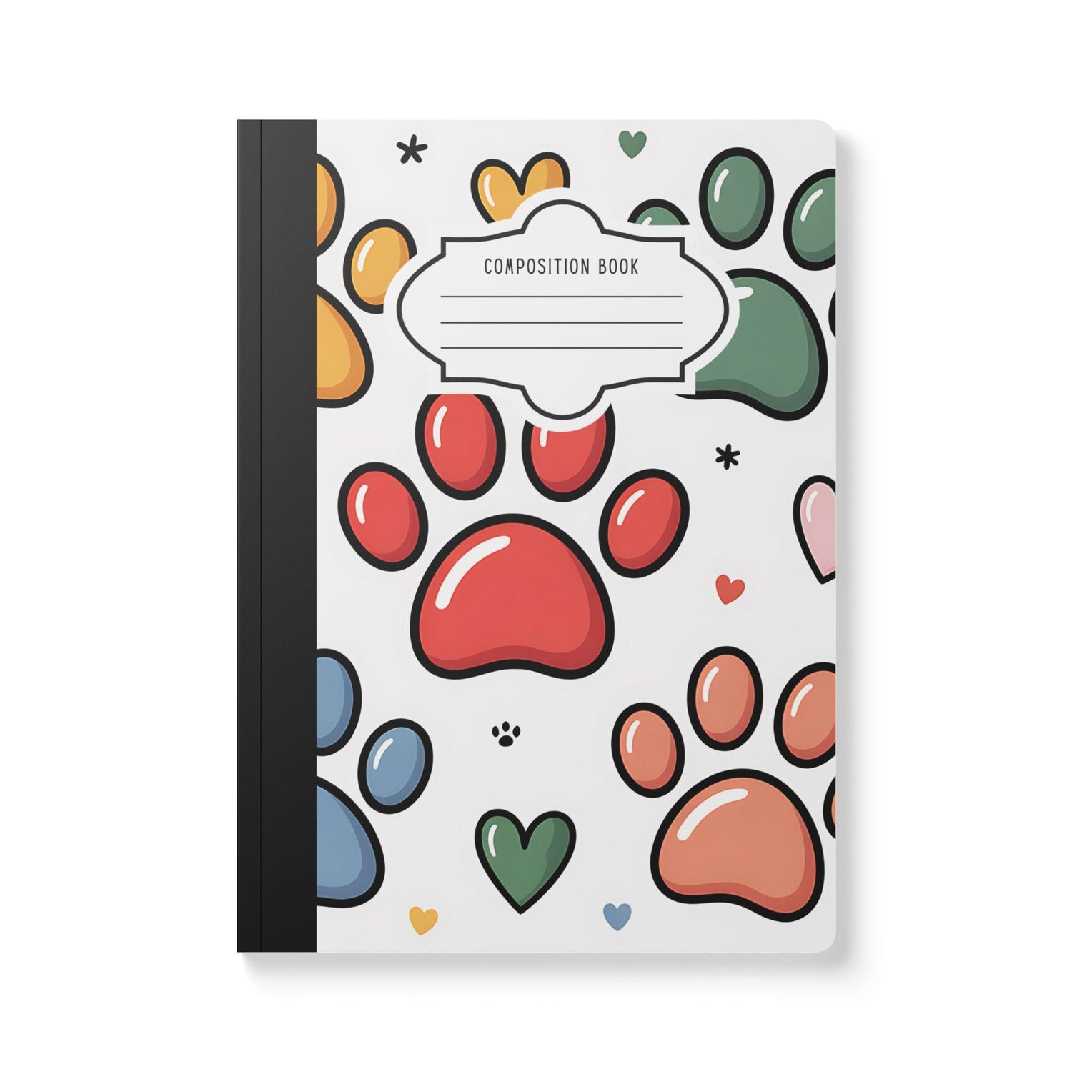 ColorFlow | Cute Paw Print Hearts Composition Notebook College Ruled Journal for Students Writing School Notes Journaling