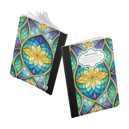 Stained Glass Lotus Composition Notebook | Colorful Floral Journal for School Work