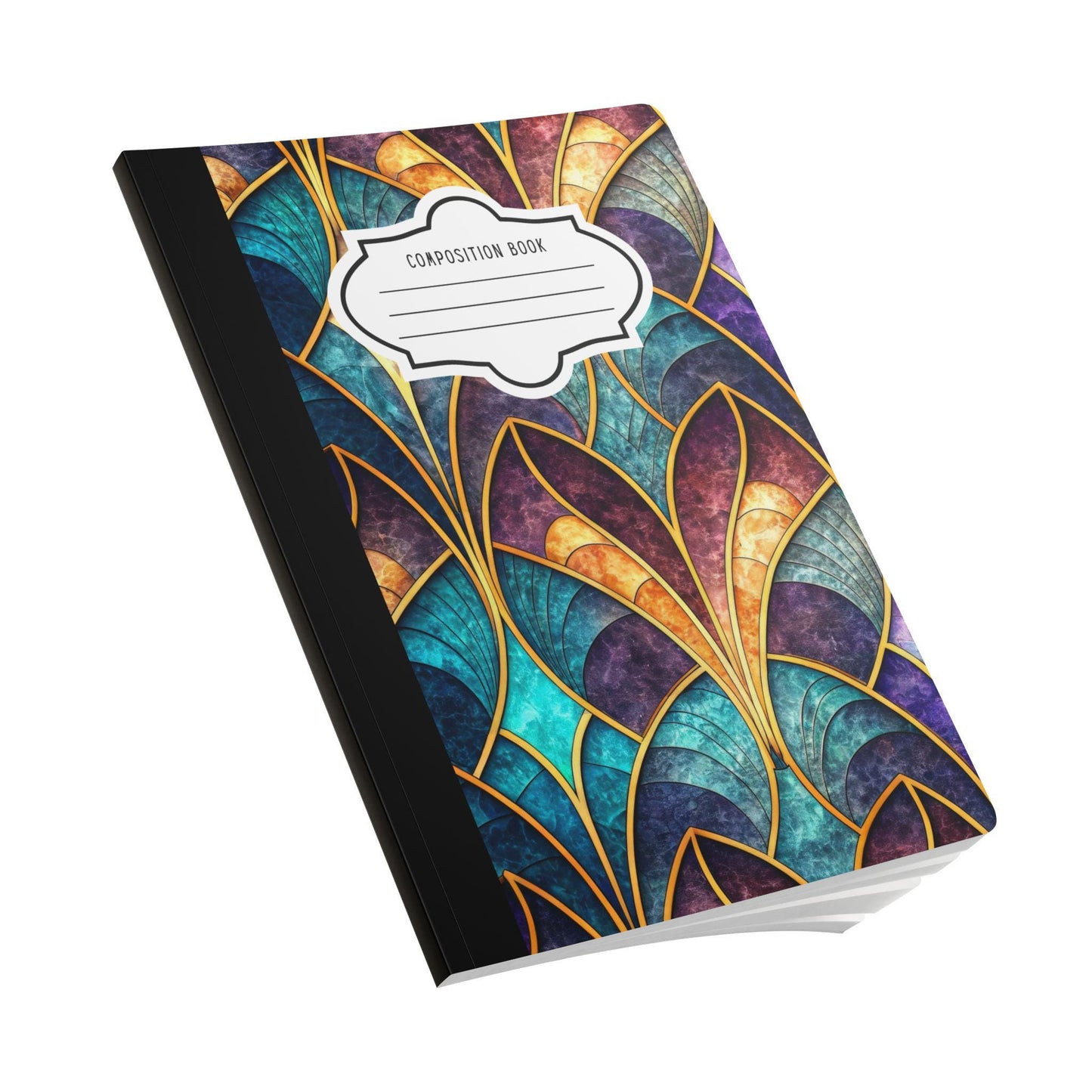 ColorFlow | Jewel Tone Art Deco Composition Notebook | Luxe Geometric Pattern Journal for School Work and Writing