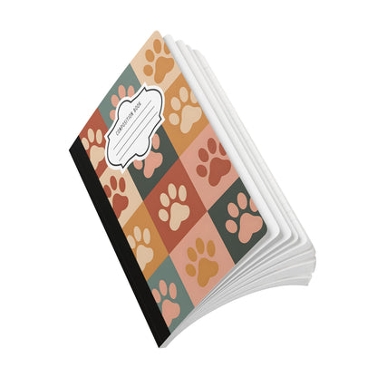 Retro Checker Paw Print Composition Notebook | College Ruled Journal for Students