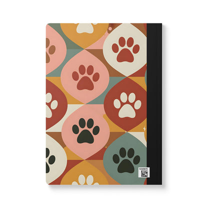 Retro Geometric Paw Print Composition Notebook | Mid-Century Style Stationery College Ruled Journal