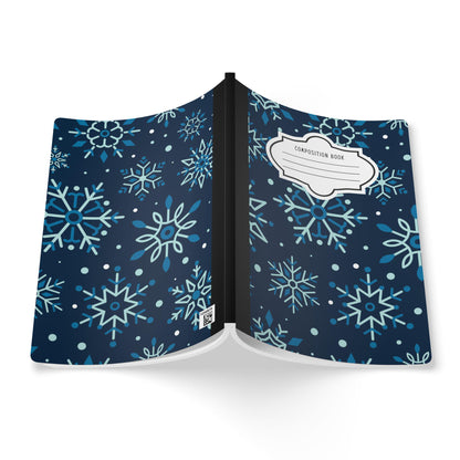 Dark Blue Snowflake Composition Notebook | College Ruled Journal for School, Office, Writing