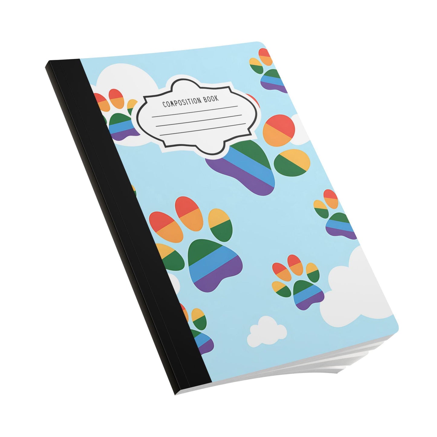 Rainbow Cloud Paw Print Composition Notebook | Animal Lover Journal, School, Office, Writing
