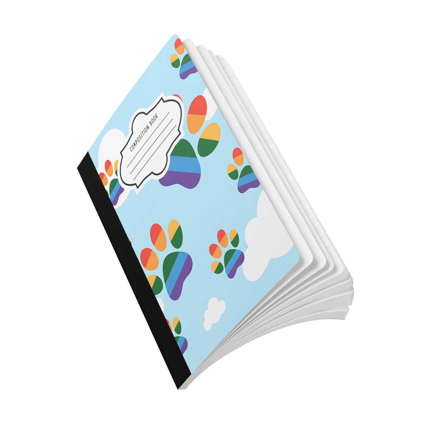 Rainbow Cloud Paw Print Composition Notebook | Animal Lover Journal, School, Office, Writing
