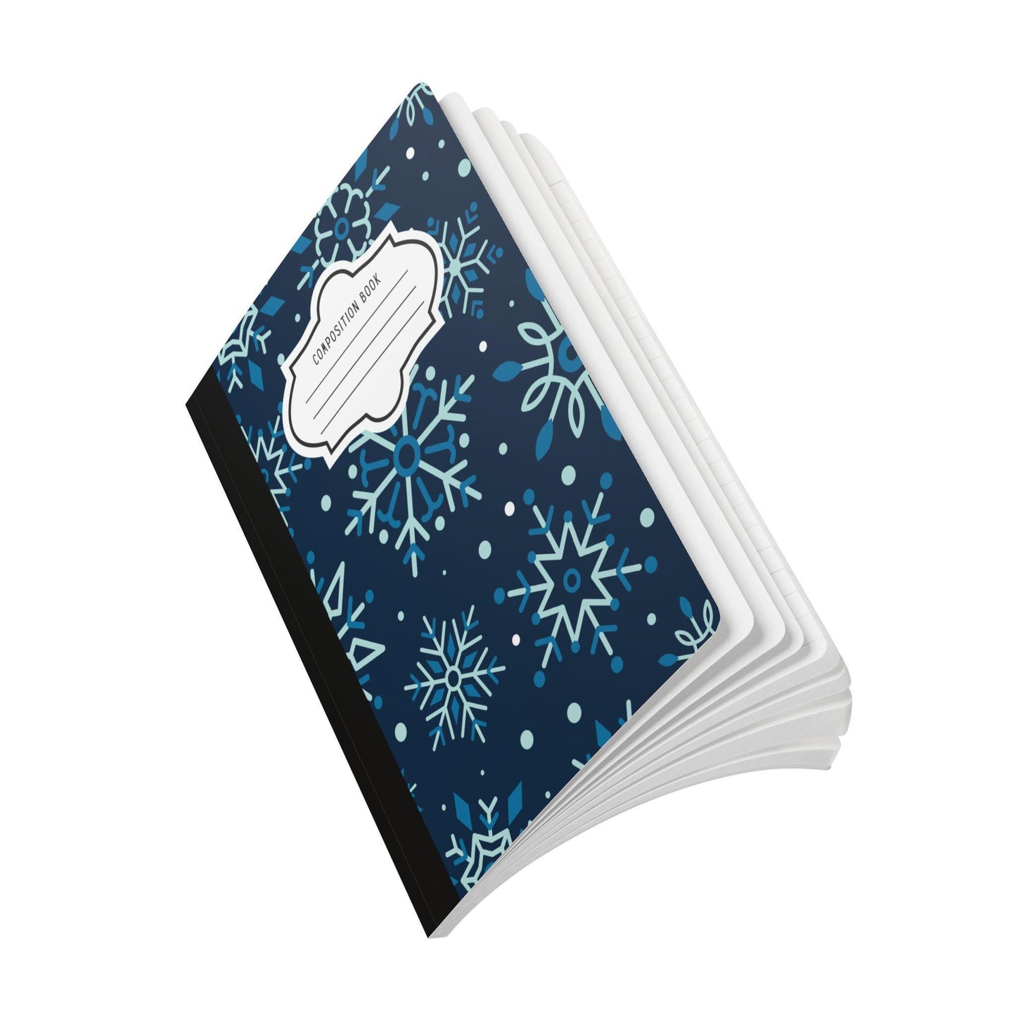 Dark Blue Snowflake Composition Notebook | College Ruled Journal for School, Office, Writing