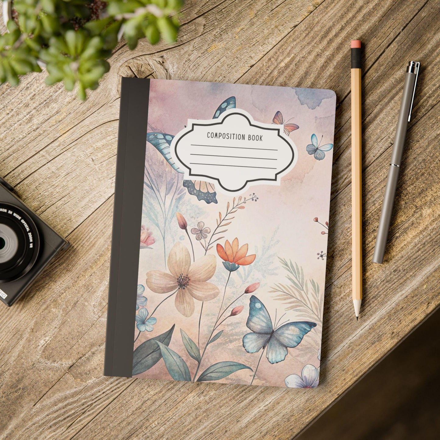 Sky Garden Butterfly Composition Notebook | Pastel Floral Journal for Writing