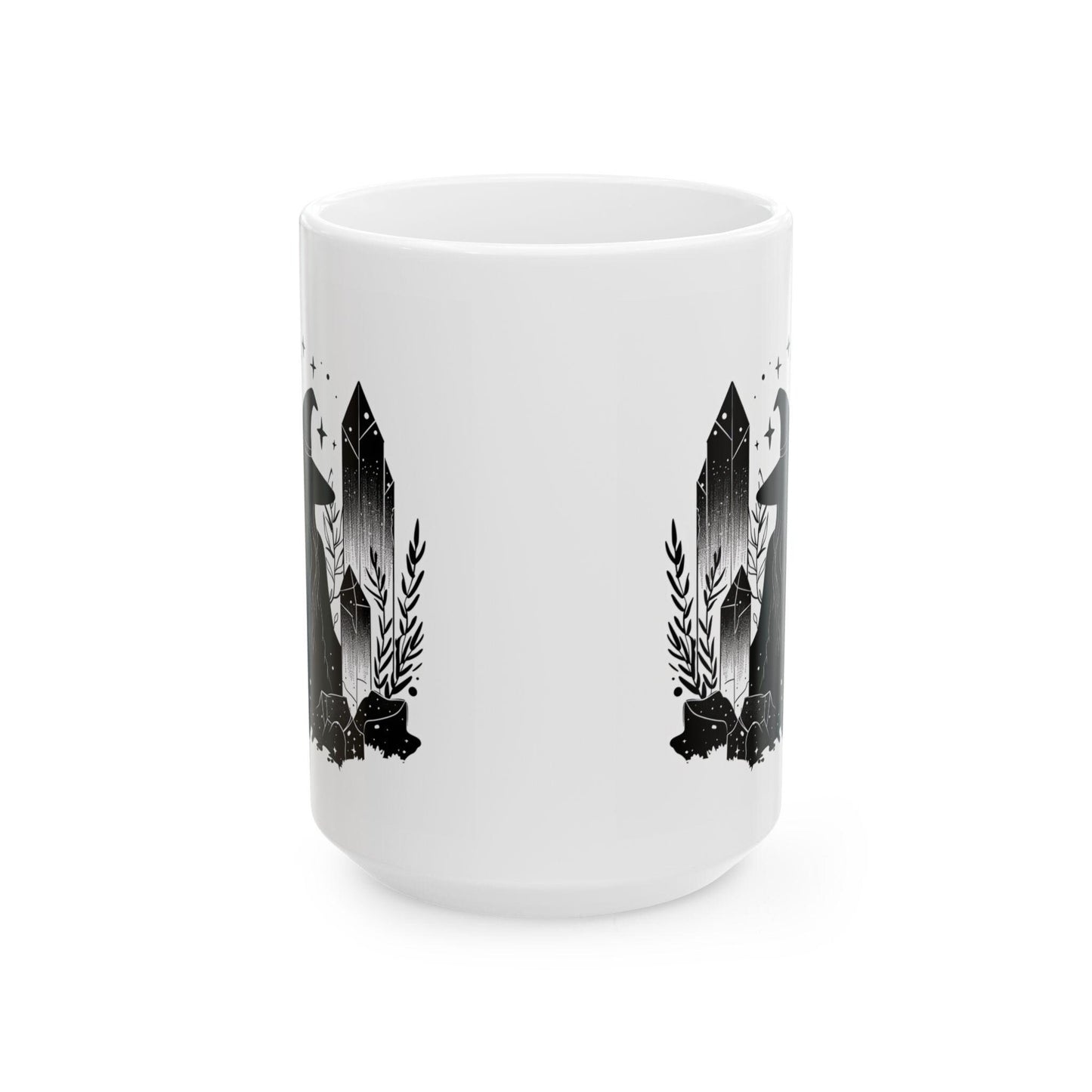 Witch Moon Ceramic Mug | Mystical Crystal Art Coffee Cup (15 oz)