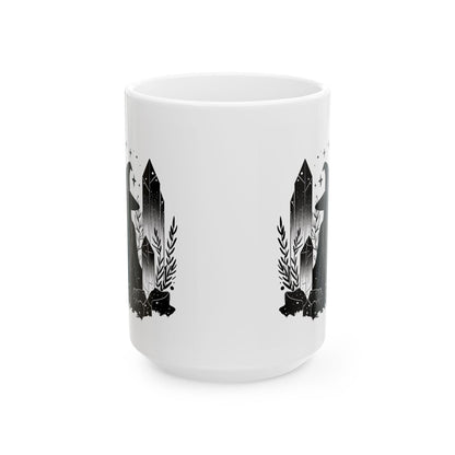 Witch Moon Ceramic Mug | Mystical Crystal Art Coffee Cup (15 oz)