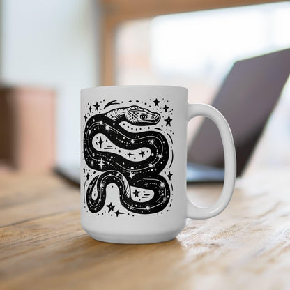 Celestial Serpent Ceramic Mug | Cosmic Astrology Coffee Cup (15 oz)