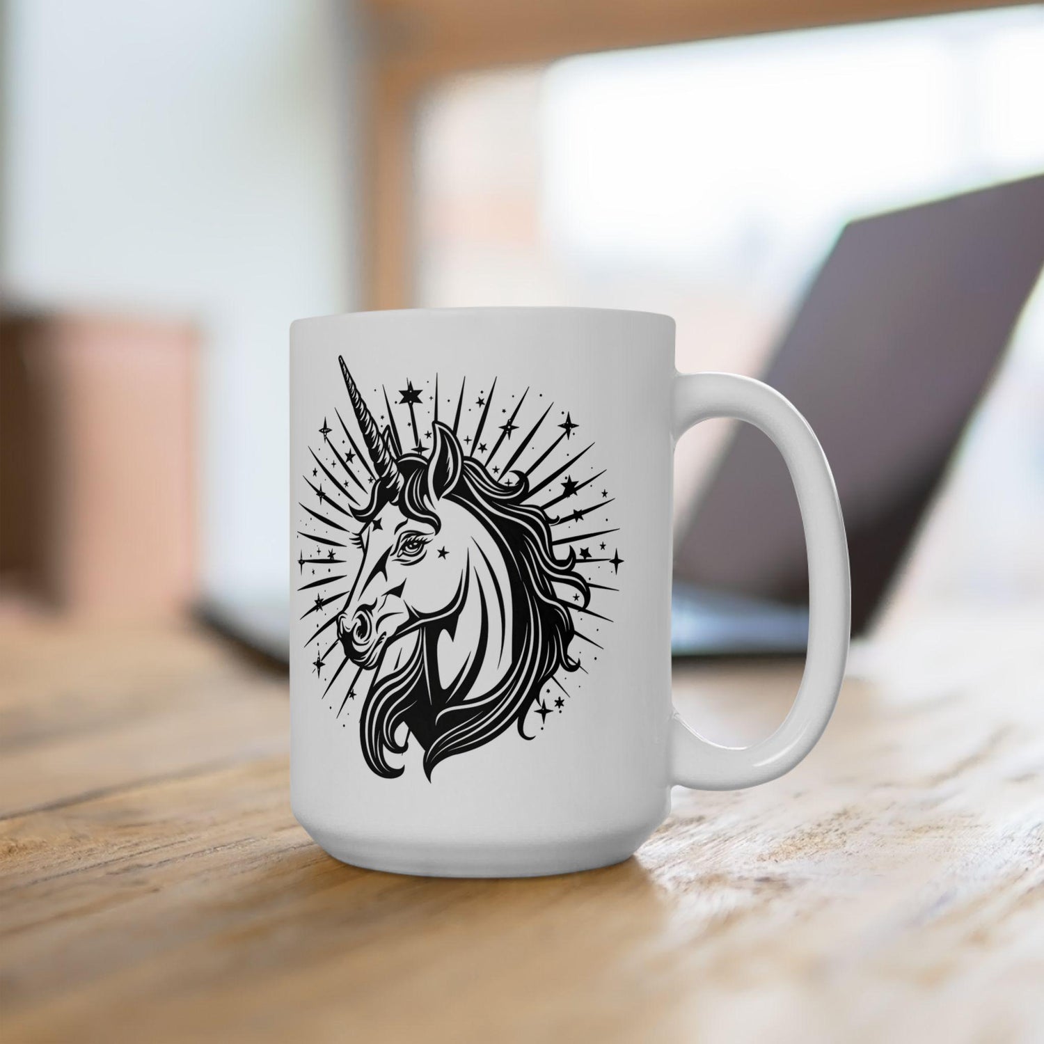 Celestial Unicorn Mug | Mystical Star Art Ceramic Coffee Cup (15 oz)