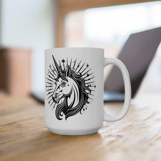 Celestial Unicorn Mug | Mystical Star Art Ceramic Coffee Cup (15 oz)