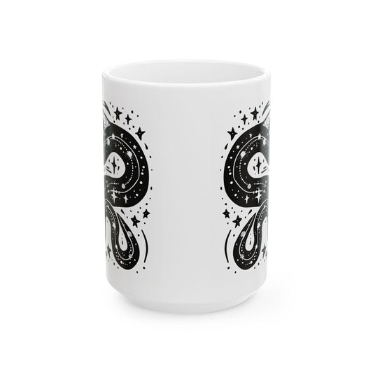 Celestial Serpent Ceramic Mug | Cosmic Astrology Coffee Cup (15 oz)