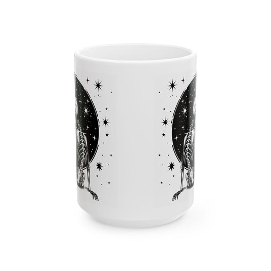 Starlit Skeleton Ceramic Mug | Gothic Celestial Coffee Cup (15 oz)