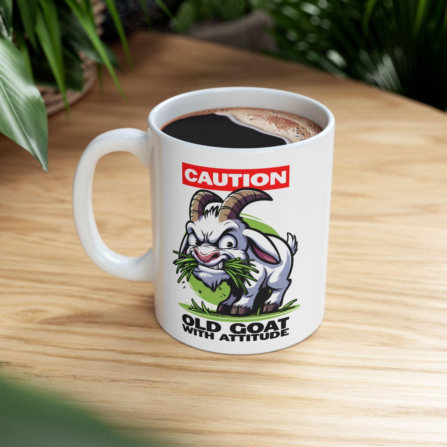 Caution Goat Mug | Funny Animal Coffee Cup | 15oz Ceramic Mug