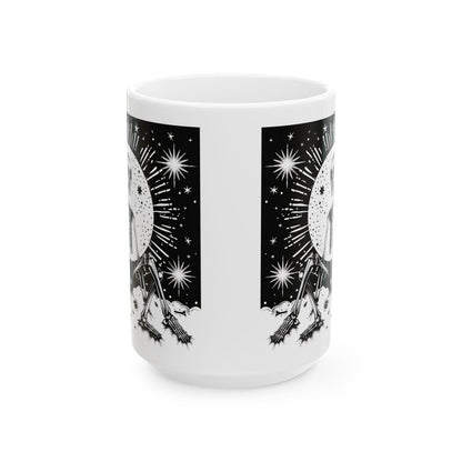 Celestial Skeleton Mug | Gothic Moon Cosmic Ceramic Coffee Cup
