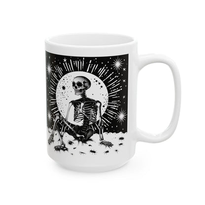 Celestial Skeleton Mug | Gothic Moon Cosmic Ceramic Coffee Cup