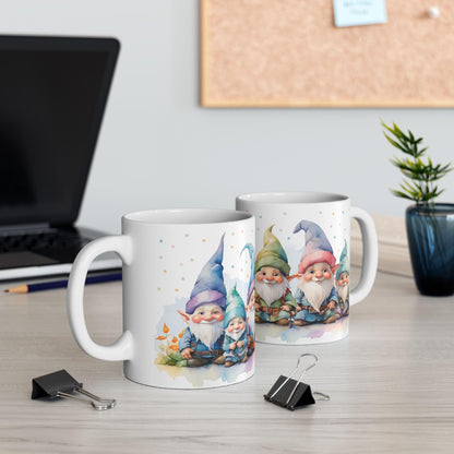 ColorFlow Gnome Friends Mug | Whimsical Watercolor Ceramic Coffee Cup