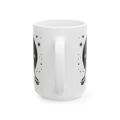 Starlit Skeleton Ceramic Mug | Gothic Celestial Coffee Cup (15 oz)