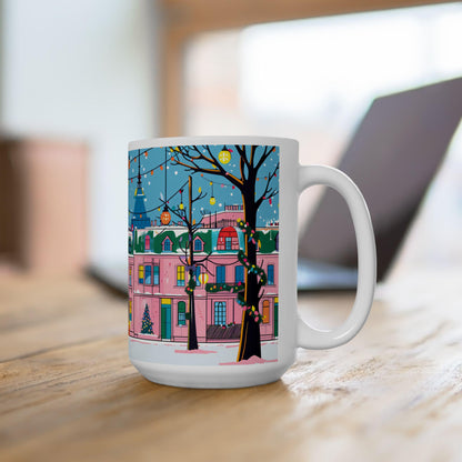 Christmas Village Mug | Festive City Street Ceramic Coffee Cup (15 oz)