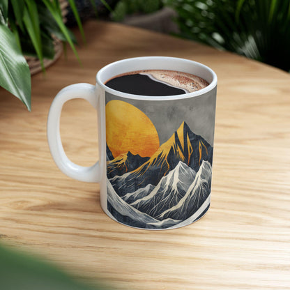 ColorFlow Mountain Sunrise Mug | Bold 15oz Ceramic Coffee Cup