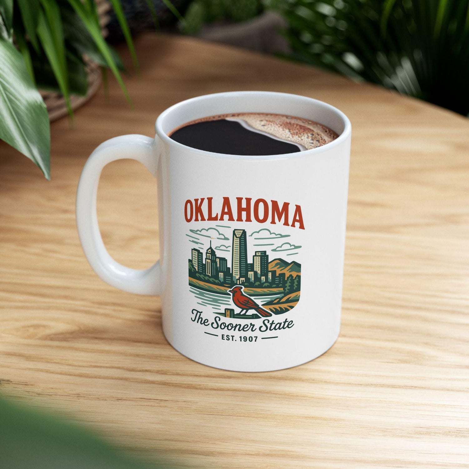 Oklahoma Skyline Mug | The Sooner State Ceramic Coffee Cup | Vintage Travel Gift
