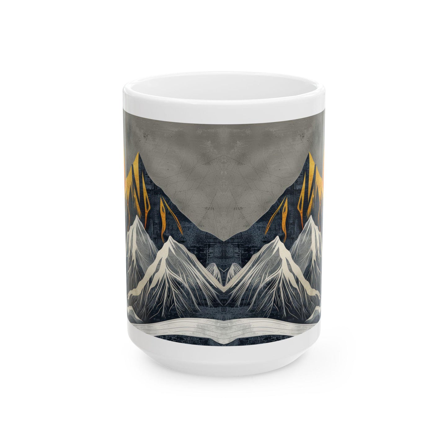 ColorFlow Mountain Sunrise Mug | Bold 15oz Ceramic Coffee Cup