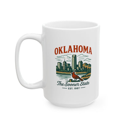 Oklahoma Skyline Mug | The Sooner State Ceramic Coffee Cup | Vintage Travel Gift