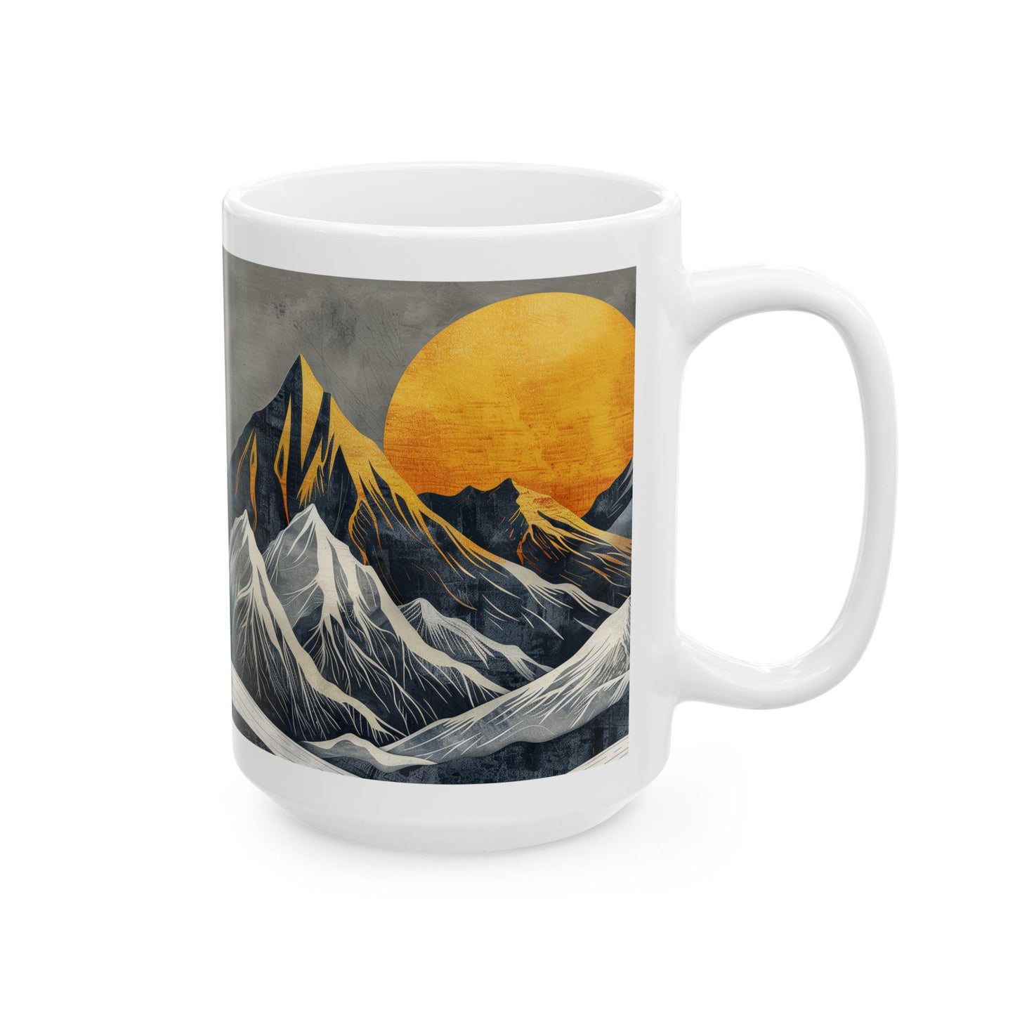 ColorFlow Mountain Sunrise Mug | Bold 15oz Ceramic Coffee Cup