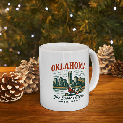 Oklahoma Skyline Mug | The Sooner State Ceramic Coffee Cup | Vintage Travel Gift