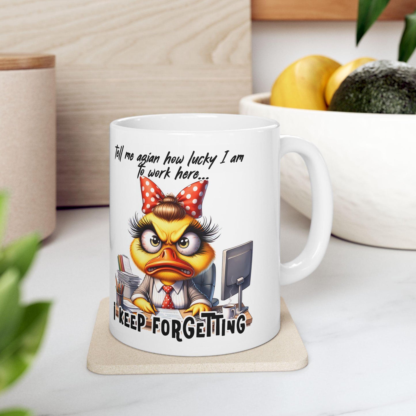 Funny Office Mug | Grumpy Duck "I Keep Forgetting" 15 oz Coffee Cup