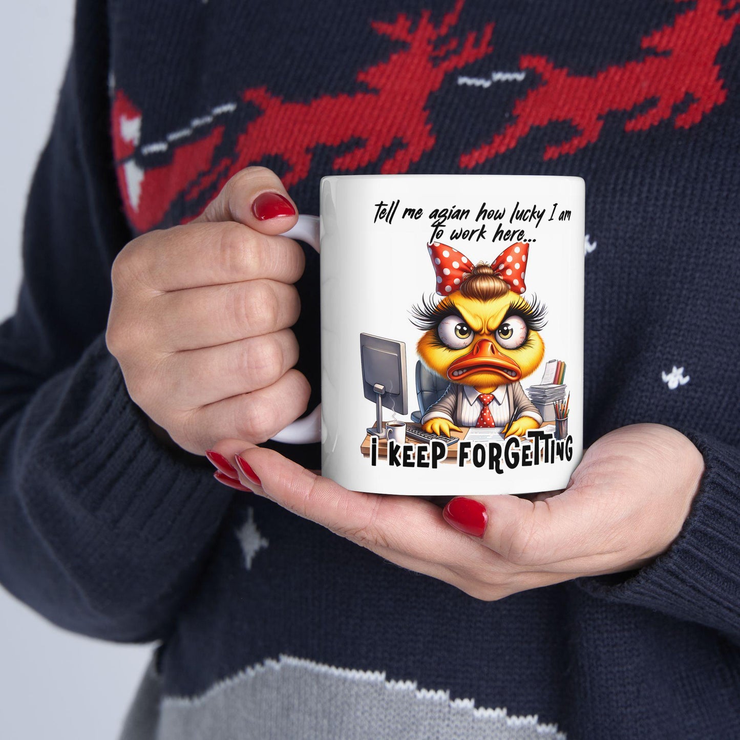Funny Office Mug | Grumpy Duck "I Keep Forgetting" 15 oz Coffee Cup
