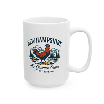 New Hampshire Rooster Mug | Granite State Coffee Cup | 15oz Ceramic Drinkware