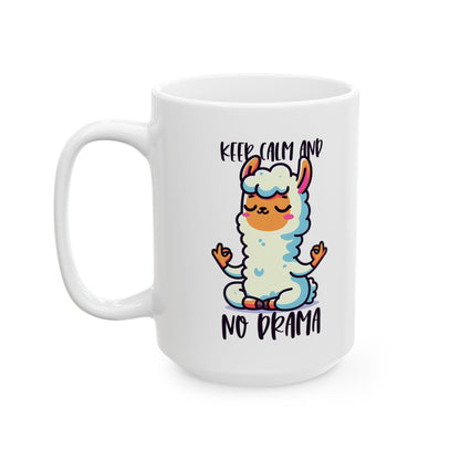 Funny Llama Mug | Meditating Llama, Zen Coffee Cup, 15oz Ceramic (Dishwasher Safe)