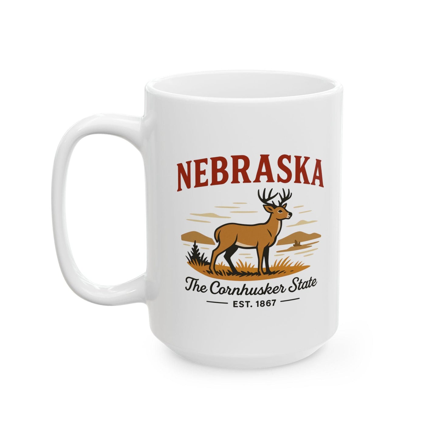 Nebraska Cornhusker State Mug | Deer Prairie Ceramic Coffee Cup
