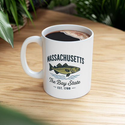 Massachusetts Bay State Fish Mug | Coastal New England Ceramic Coffee Cup