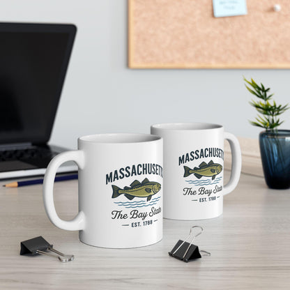 Massachusetts Bay State Fish Mug | Coastal New England Ceramic Coffee Cup