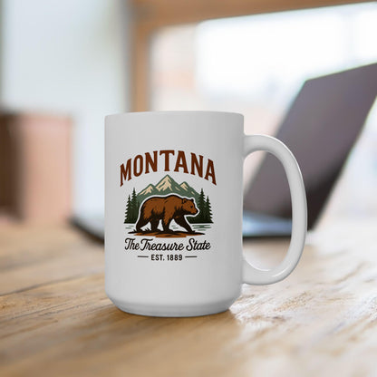 Montana Bear Mountain Ceramic Mug | 15oz Coffee Cup | Adventure Gift