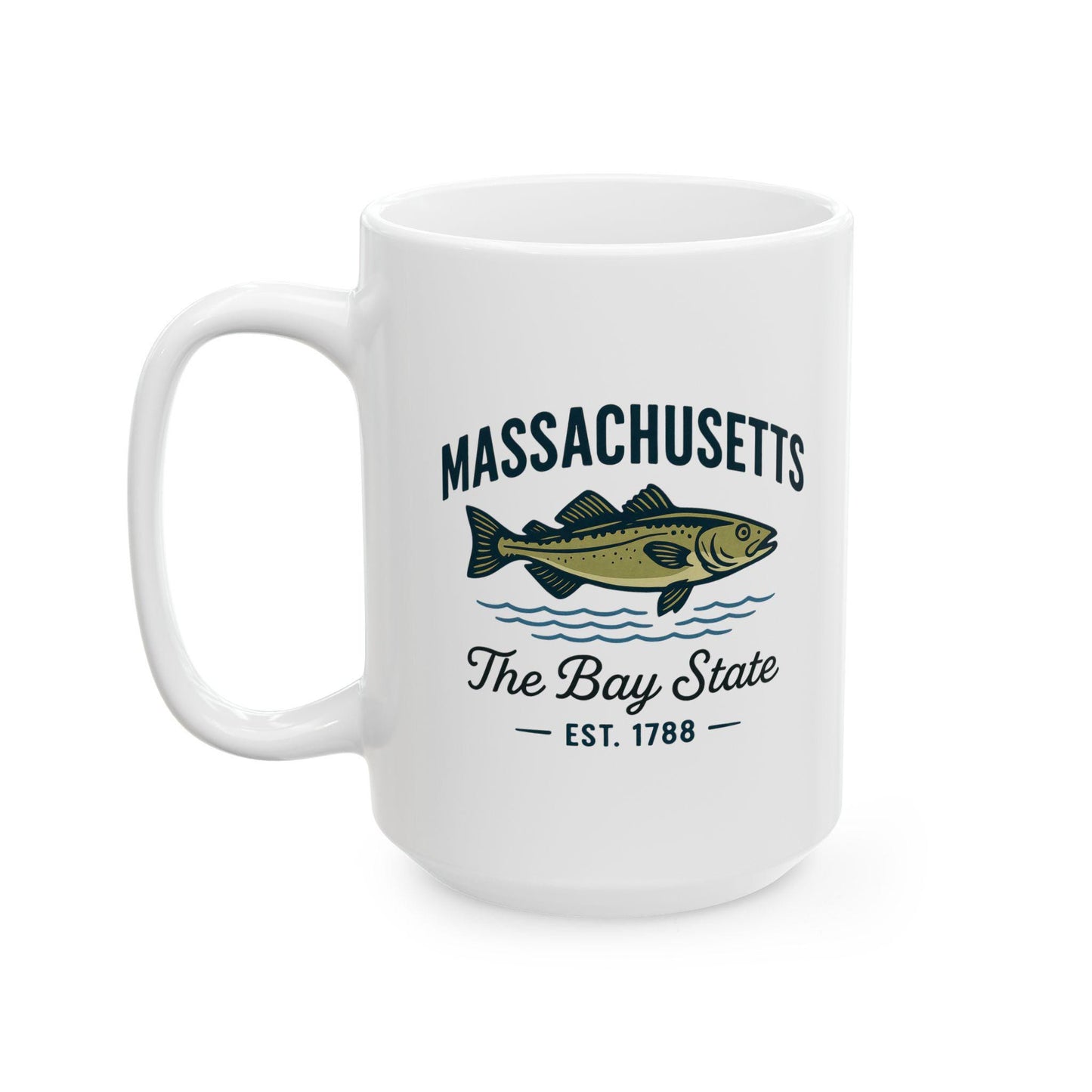 Massachusetts Bay State Fish Mug | Coastal New England Ceramic Coffee Cup
