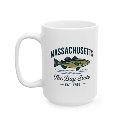 Massachusetts Bay State Fish Mug | Coastal New England Ceramic Coffee Cup