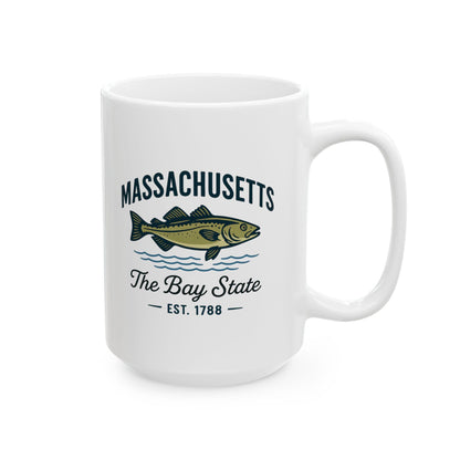 Massachusetts Bay State Fish Mug | Coastal New England Ceramic Coffee Cup