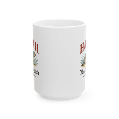 ColorFlow | Hawaii The Aloha State Mug | Hawaiian Monk Seal Coffee Cup | 15oz Ceramic Island Gift