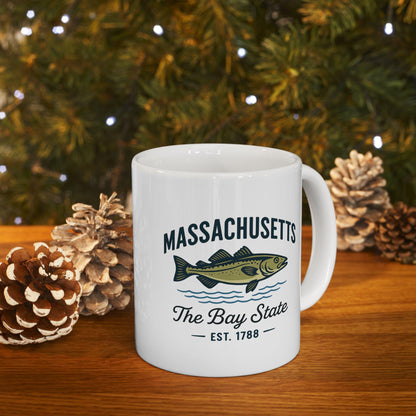 Massachusetts Bay State Fish Mug | Coastal New England Ceramic Coffee Cup