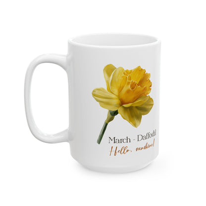 March Daffodil Mug | Yellow Floral Spring Botanical Coffee Cup