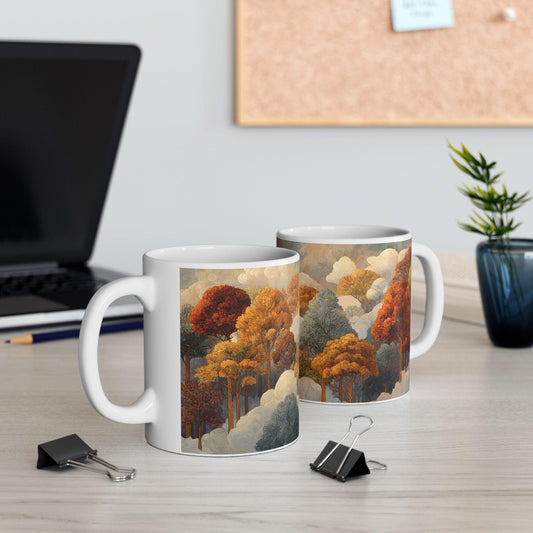 Artistic Autumn Forest Ceramic Mug | Dreamy Cloud Nature Coffee Cup